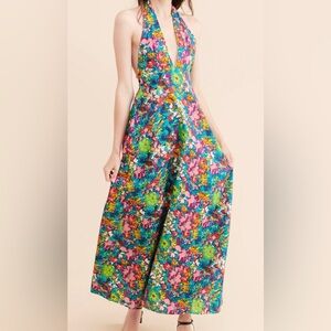 Free People Floral Linen Blend Maxi Halter Dress